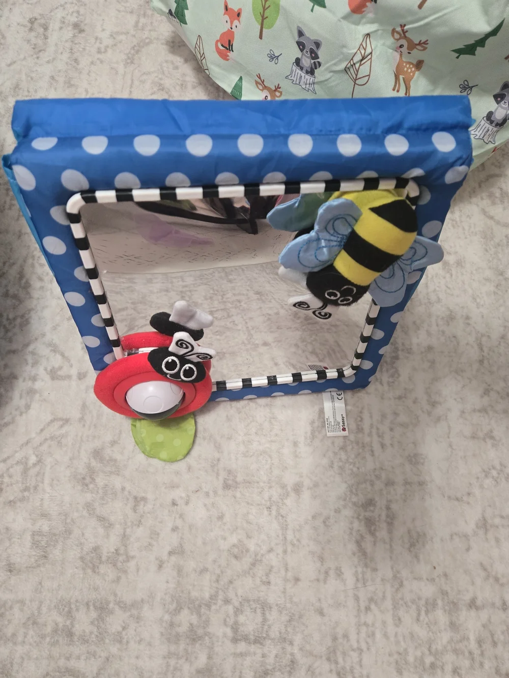 Sassy Jones Blue Polka Dot Mirror with Bee and Red Ladybug Toys